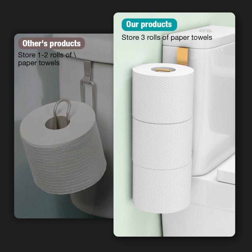 Wall Mounted Roll Paper Hanger Punch-free Lengthen Tissue Storage Holder  Bathroom