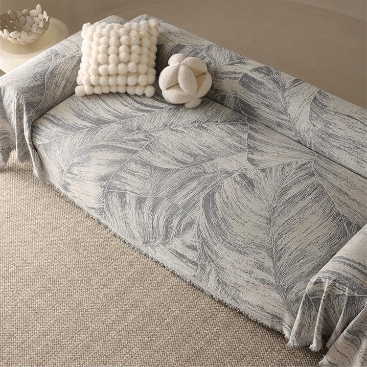 

Чехол для дивана из шенилла с банановым листом: Роскошное всесезонное одеяло-подушка с защитой от царапин. 180*230CM Double Seat серый