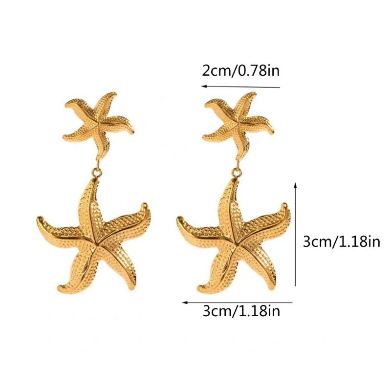 Fashion Starfish Drop Earrings for Women Girls Star Shaped Dangle Statement Earrings Summers Holiday Beach Jewelry Gift