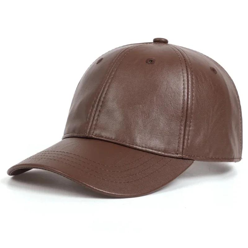 Unisex Einfarbige Leder Baseballkappen Outdoor Verstellbar Frühling und Herbst Lässige Sonnenhutkappe gray