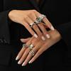 5Pcs/Set Fashion Acrylic Rhinestone Open Rings For Women Vintage Geometric Square Adjustable Knuckle Ring Men Jewelry