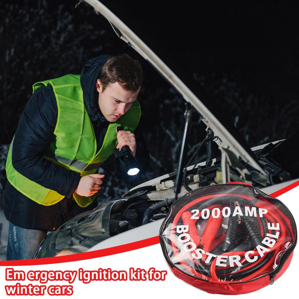 Car Battery Jump Starter 2000A 9.8/13.1 Feet Portable Jumper Cables With Adapter For Motorcycle ATV Car Mower Trailer