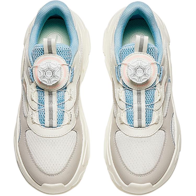 Anta Kids Mesh Fashion Comfortable Lightweight Shock Absorption Low Top Casual Shoes Kids Casual Shoes White Gray Blue A322418801H-1