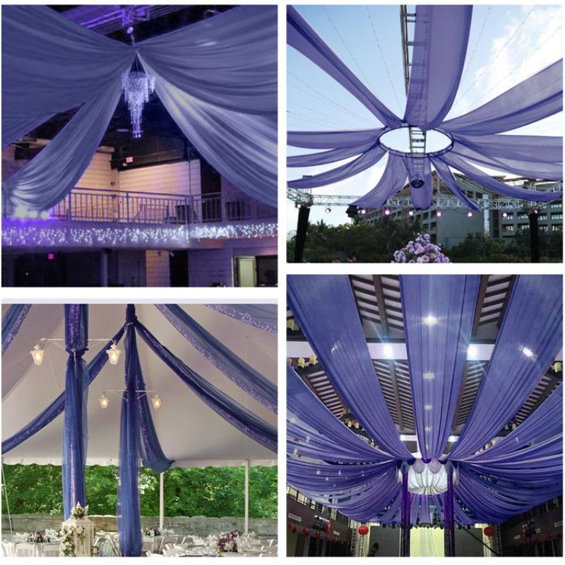 1 pezzo Tende da soffitto colorate per matrimonio Decorazione Tenda in chiffon lucido Drappeggio per cerimonia all'aperto di matrimonio Decorazione per feste