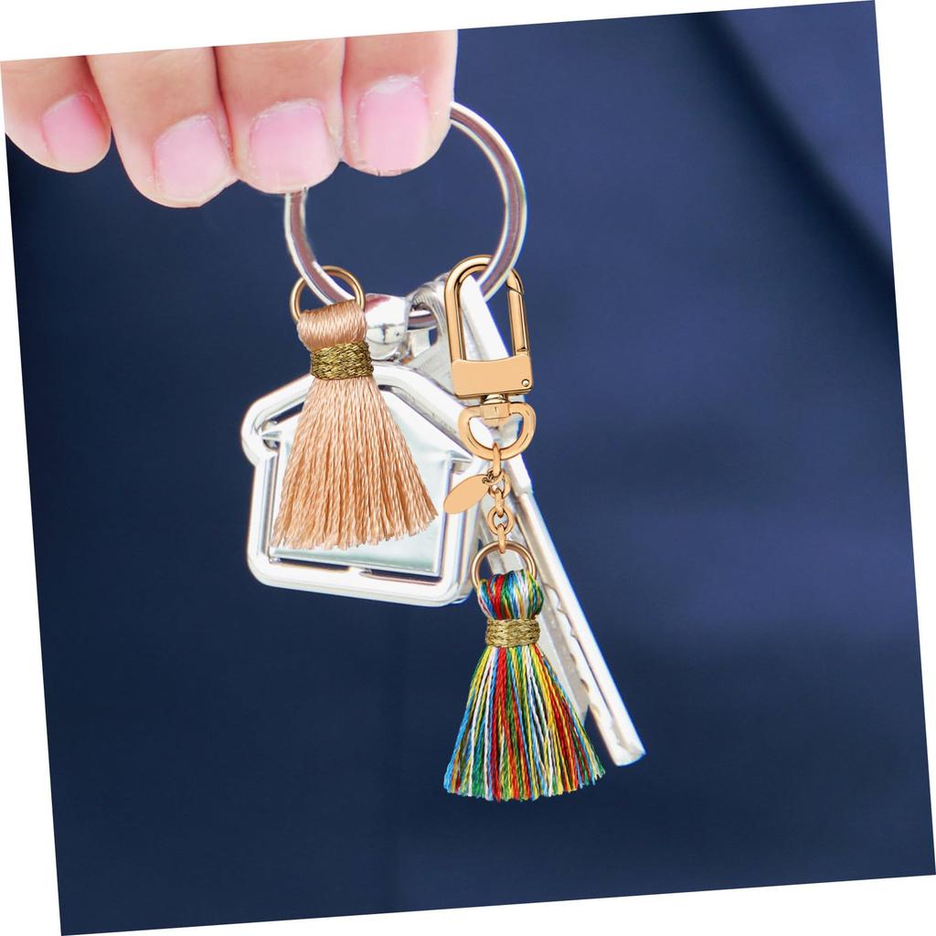 OUNONA 50-Piece Mini Tassel Set with Rings for Keychains, Handmade Charms, Fringe Parts, and Small Decorative Parts for Jewelry Making