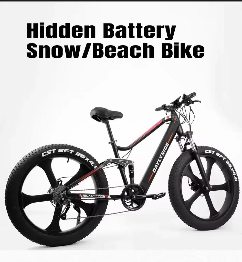 RANDRIDE YX90 1000W Motor 48V13.6AH Fat Tire Mountain ebike Beach Snow Hidden Lithium Battery aldult Electric Bicycle