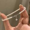 French Vintage Cream White Pearl Bracelet For Women Light Luxury Minimalist Bubble Zircon Stackable Elegant Jewelry
