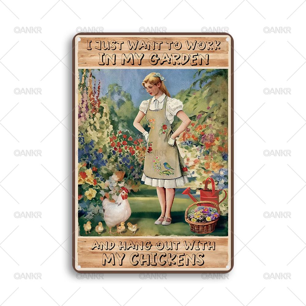 

Vintage Garden Art Decor Metal Tin Sign Retro Girl Poster Metal Signs for Sweet Home Wall Decor Plaque Accessories 20x30cm（7.8x11.8inch）