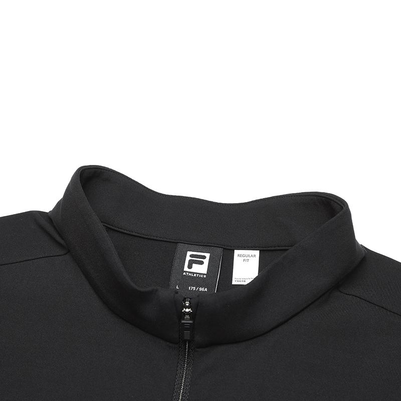 Fila Versatile Half-Zip Stand Collar Long Sleeve Breathable T-Shirt Men Tops Deep-Black A11M511201FBK