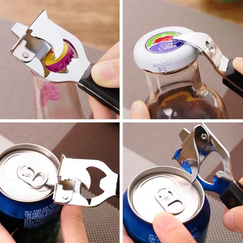 Household Multifunctional Can Opener Beer Beverage Can Opener Adjustable Stainless Steel Non-Slip Multifunction Manual Jar Bottl