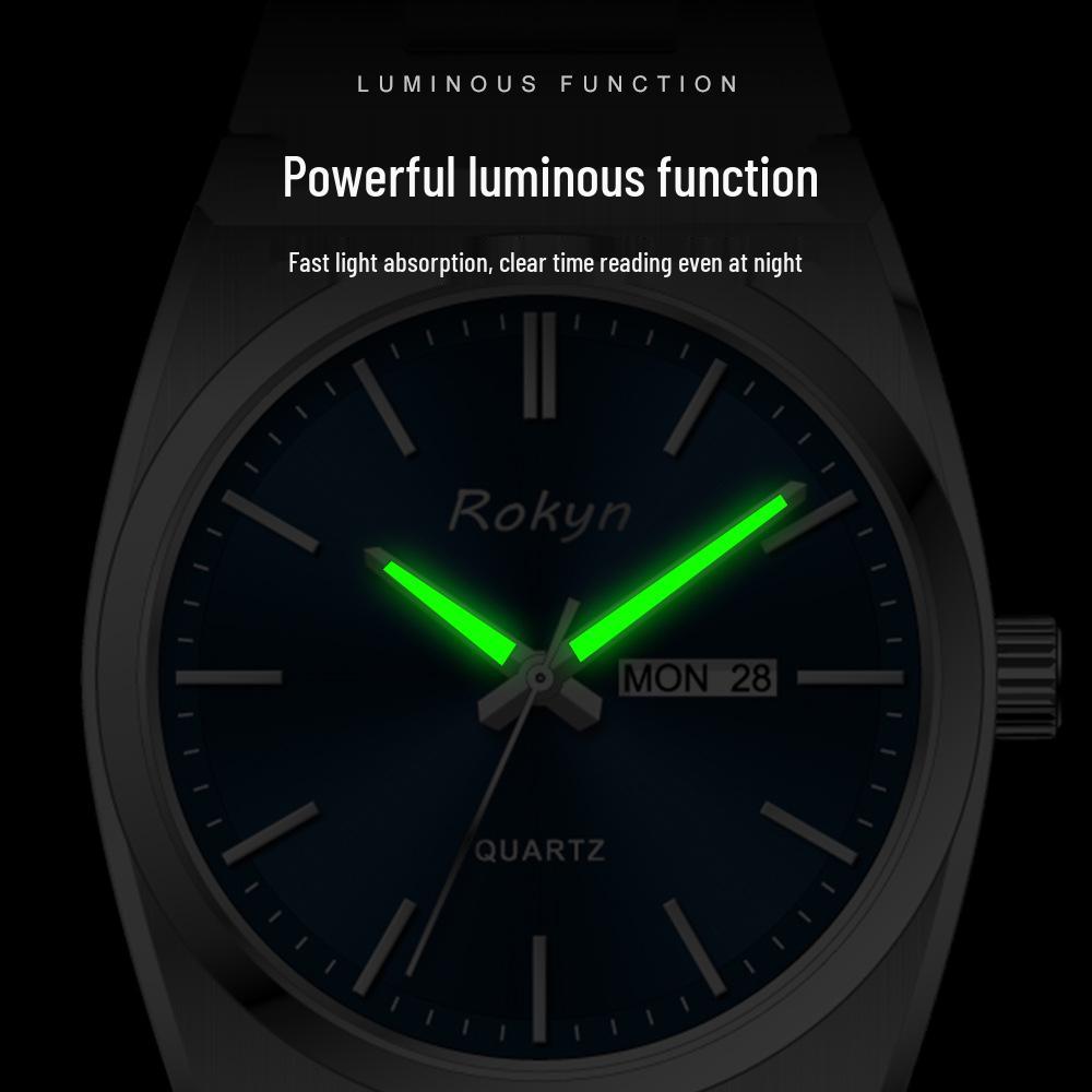 Men's Cross-Border Waterproof Quartz Watch - Slim, Stylish Business Design with Dual Calendar