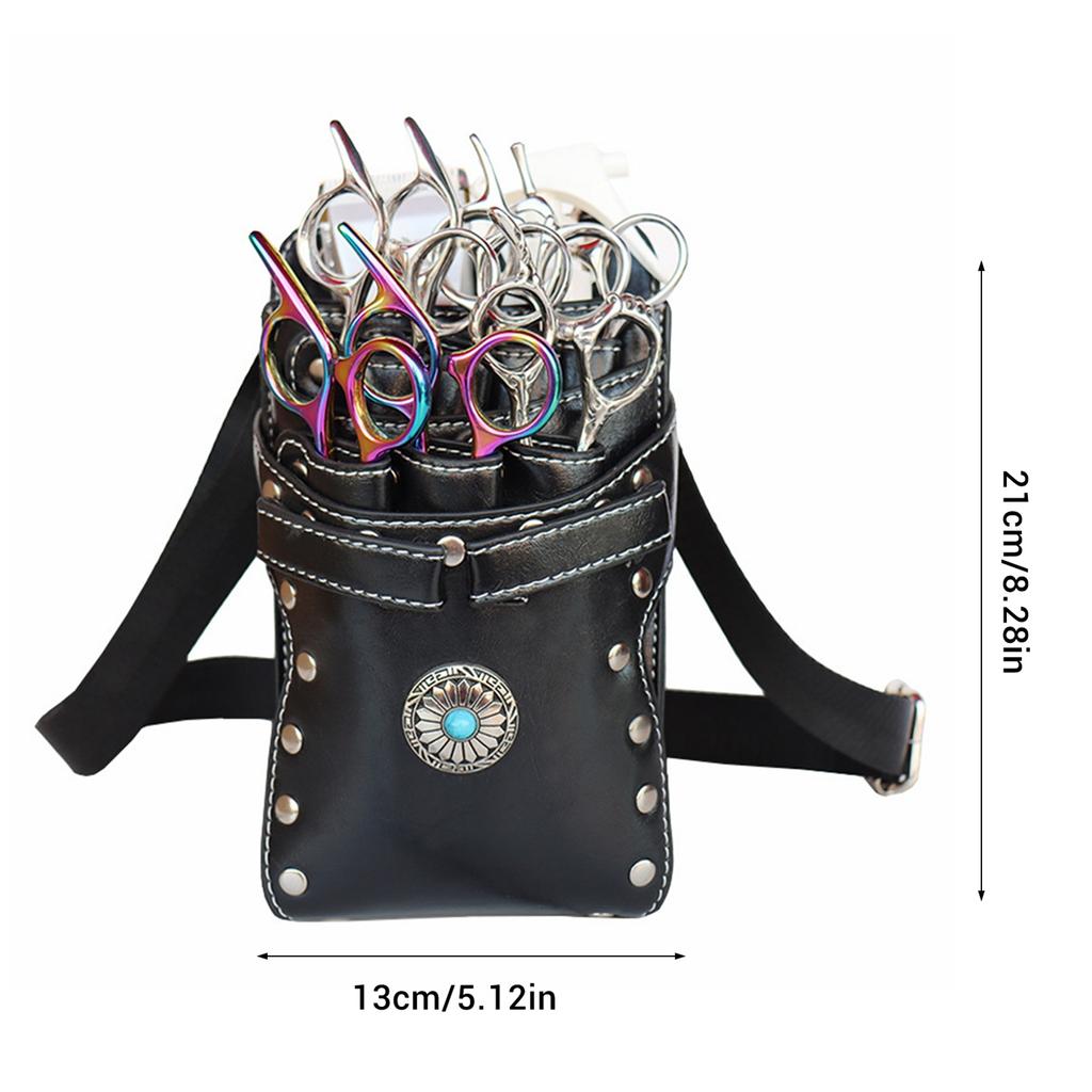 Barber Scissors Bag Hairstylist Waist Bag 7 Slot Detachable Scissor Holder Bag PU Leather Tool Bag for Scissor Hair