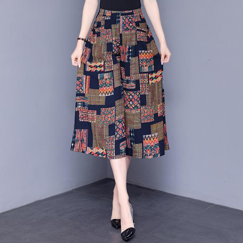 Hohe Taille Breite Bein Hosen Frauen Sommer Plus Größe Casual Lose Vintage Elastische Taille Oversize Hosen