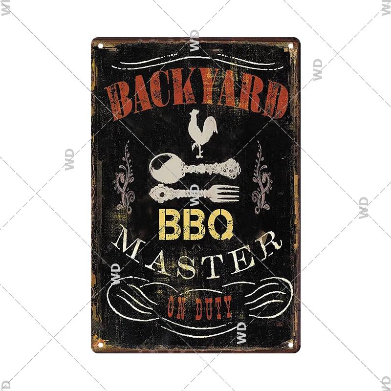 Panneau en étain pour hamburgers, frites, HotDogs, FastFood, Plaque métallique rétro Vintage, affiche en métal, Pizza BBQ pour décoration murale de cuisine