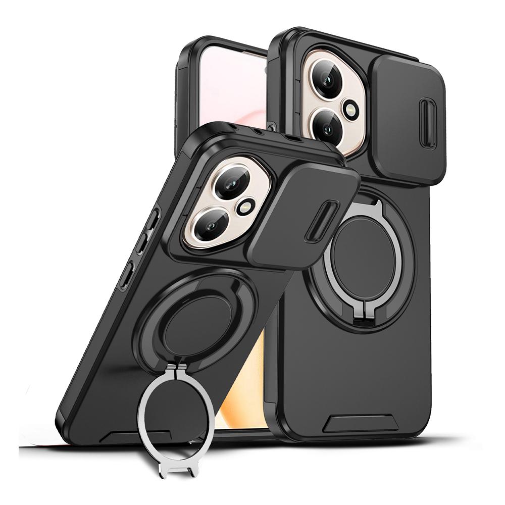 KEYSION 360° Ringständer Handyhülle für HONOR 400 Pro 5G Schiebkamera Schutz Magnetische Stoßfeste Rückabdeckung für Honor 400 5G