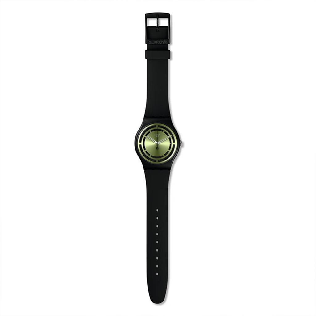 SWATCH Gent Series New Gent Series Quartz Movement Minimalist Green Light Swiss Watch 47.4mm Green Dial Plant Ceramic Case Silicone Strap SO32B117