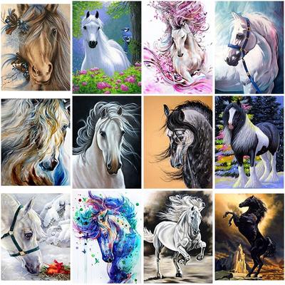 Fai da te pittura diamante 5D animali punto croce cavallo diamante ricamo completo tondo/trapano resina strass mosaico decorazioni per la casa