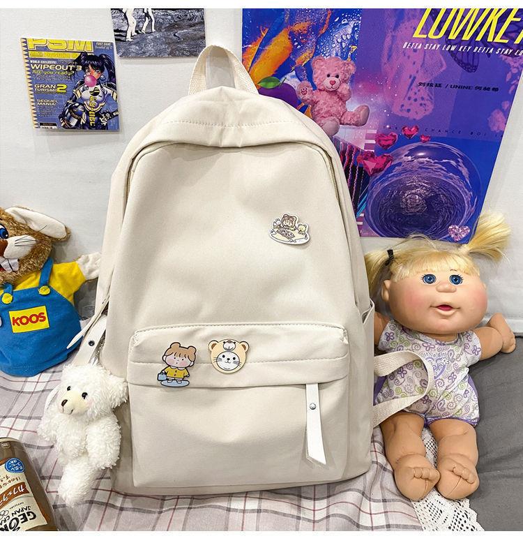 Solidcolor Backpack Shoulder Bag High School Students Junior High Unisex Gift