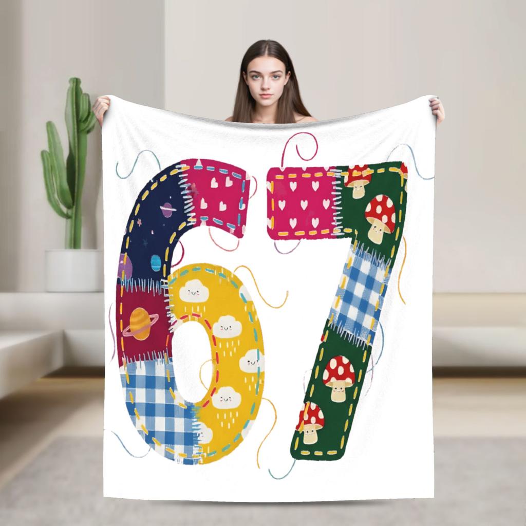 67 Six Seven Meme Mom 67 Meme Plush Blanket Kids Adult  Flannel Throw Blanket For Couch Bed Super Warm Bedspread Gift Idea