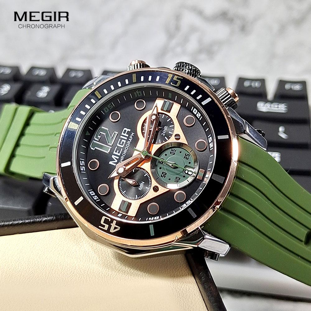 Fashion Waterproof Quartz Watches for Men Luxury Military Sport Chronograph Wristwatch with Silicone Strap