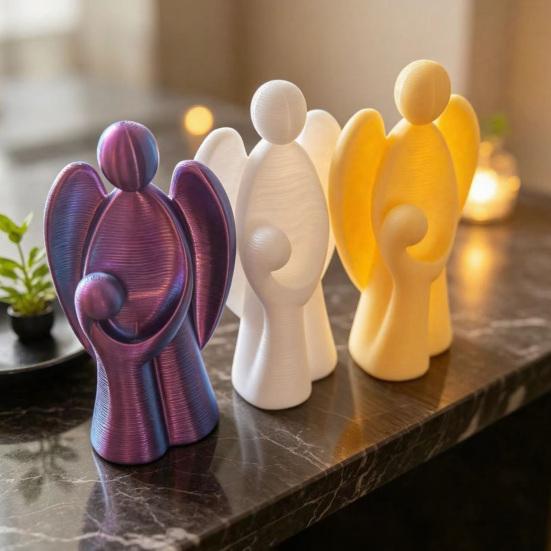 Light Luxury Soft Furnishings 3D Printed Angel Figurine, Abstract with Kid Statue, Minimalist Sculpture, Desktop Decorations for Study Modern
