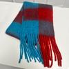 Wind versatile two-color retro plaid scarf women's autumn and winter warm soft waxy atmosphere scarf shawl