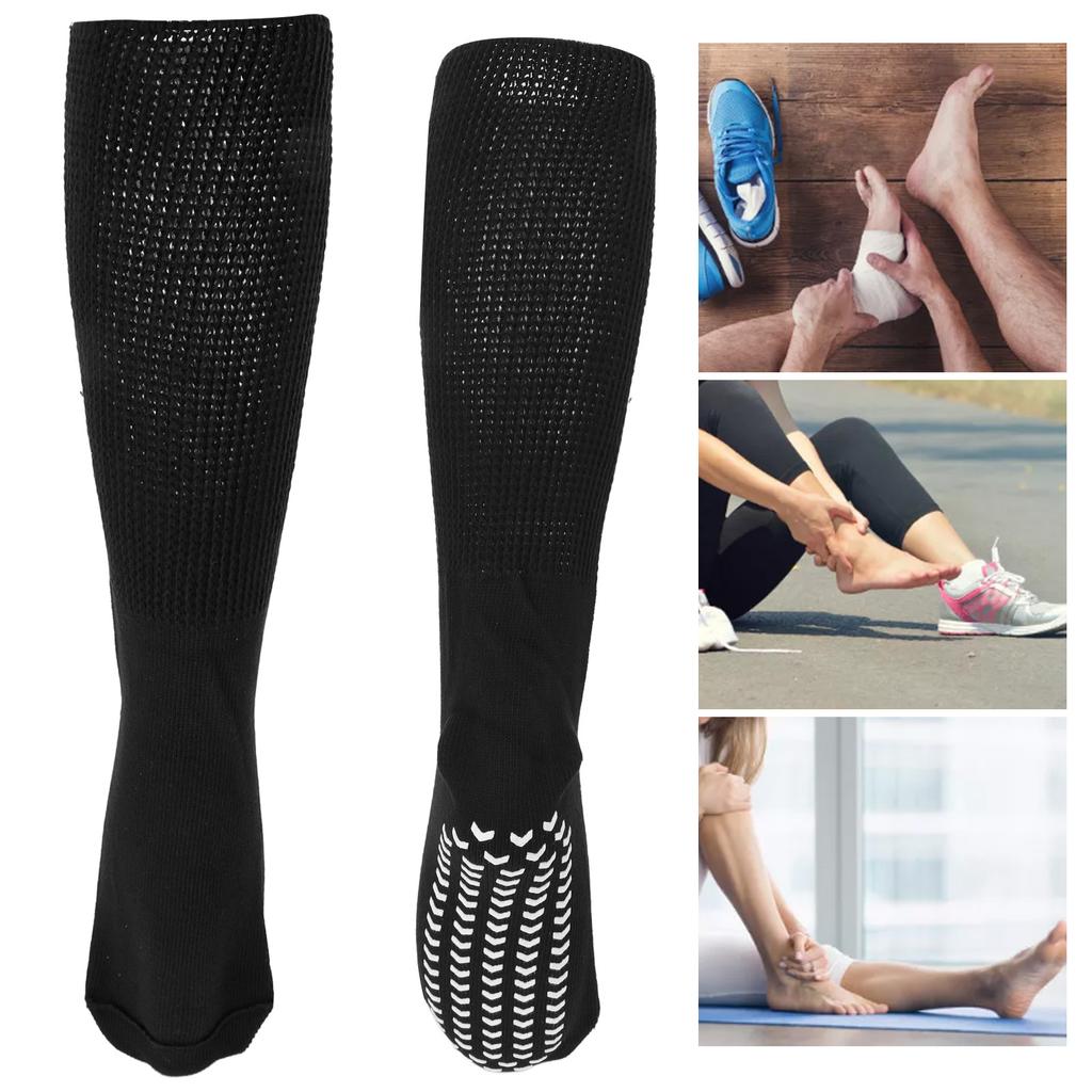 1 Paar Extra Weite Diabetikersocken Gute Elastizität Anti-Rutsch-Sohle Weiche Baumwolle Schwarz Weite Diabetikersocken für Geschwollene Füße