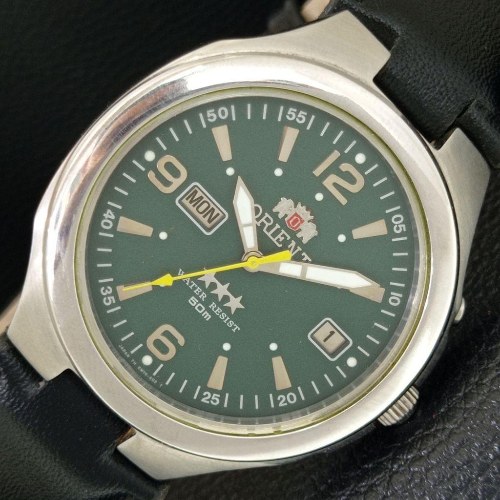 АВТОМАТИЧЕСКИЕ ВИНТАЖНЫЕ ORIENT 46943 ЯПОНИЯ МУЖСКИЕ ЧАСЫ ЗЕЛЕНОГО ЦВЕТА a706310-1
