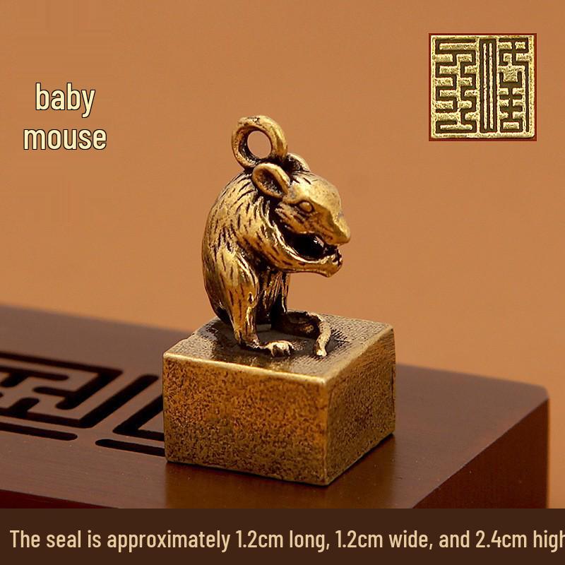 Porta-chaves Selo de Latão do Zodíaco Chinês: Pingente Retrô e Presente Criativo