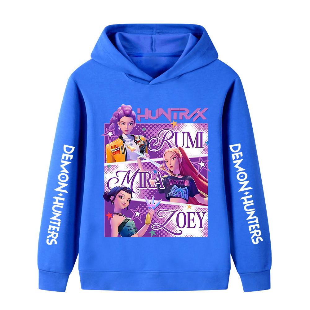 B1199XX Kids Boys Girls Kpop Rumi Zoey Mira Huntrix Print Long Sleeves Hoodie