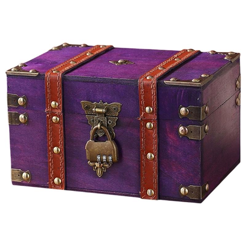 Dekorative Holzkiste für Schmuck und private Besitztümer Elegante Schatztruhe mit kleinem Metallschloss Bürodekoration