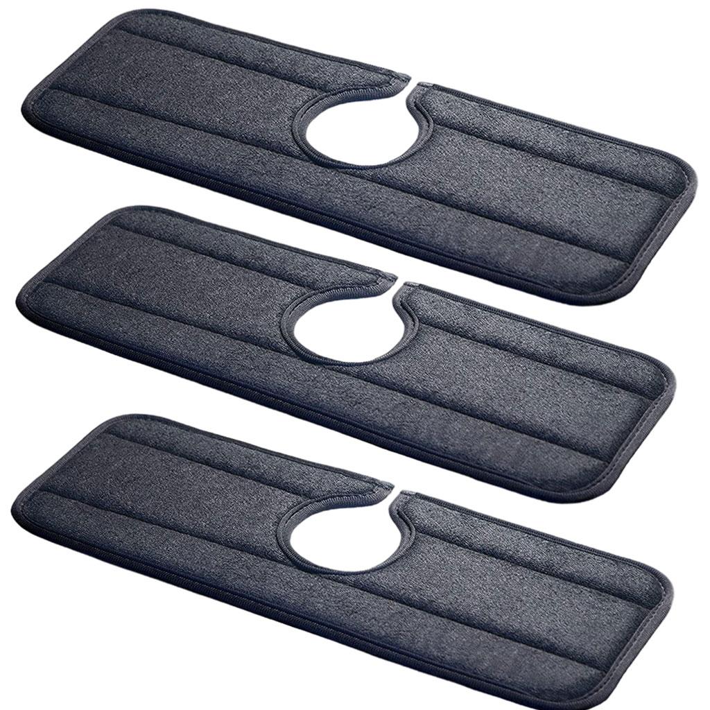 Fiber Kitchen Faucet Absorbent Pad Resuable Sink Splash Guard for Farmhouse Black - 3 Pieces