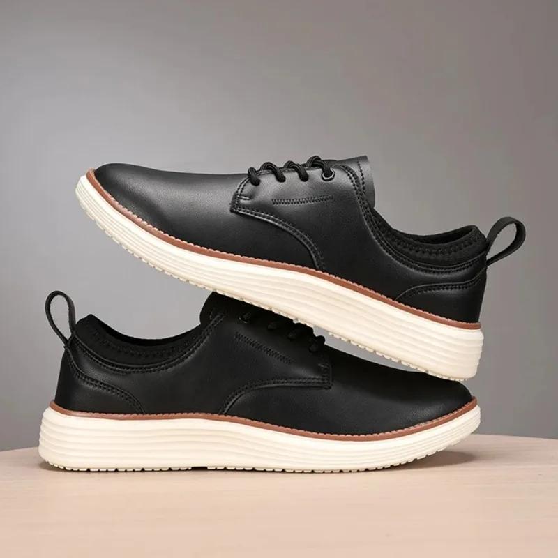 Herren Leder Business Schuhe Schnürschuhe Leichtgewichtige Mode Business Schuhe Bequeme Freizeit-Laufschuhe für Outdoor-Reisen