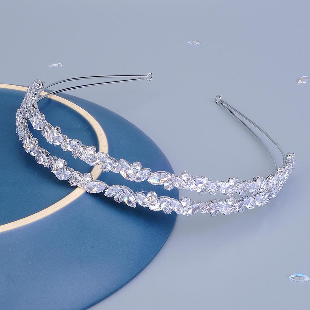 Koreanischer Zirkon Doppellagiges Kristall Brautstirnband: Eleganter High-End Hochzeits- & Abschlussball-Haarschmuck für Frauen