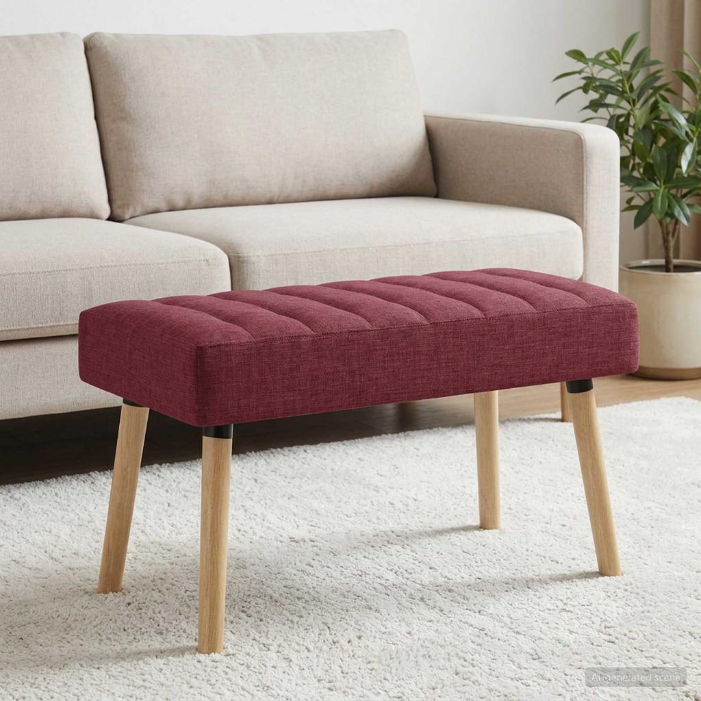 Channel Tufted Bench Wine Red 80 x 40 x 46 cm Fabric