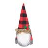 Santa Doll Ornament Red Black Plaid Hat Faceless Cloth Statue Holiday Decoration for TV Cabinet