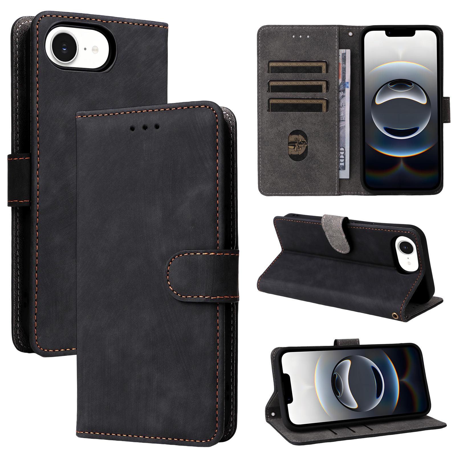 

Чехол-книжка для iPhone 16e / iPhone SE4 (2025) Кожаный чехол [Flip Vintage Leather] Кошелек ударопрочный прочный ретро чехол для телефона iPhone 16e / iPhone SE4 чёрный