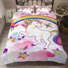 Unicorn Duvet Cover Set Single Twin Double Queen King Super King Size Bedding Set, Rainbow Kids Bedding Set with Pillowcases