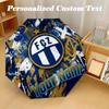 8 Rib Auto Folding Umbrella FC Zürich Print Custom Name Text Portable Rain Gear