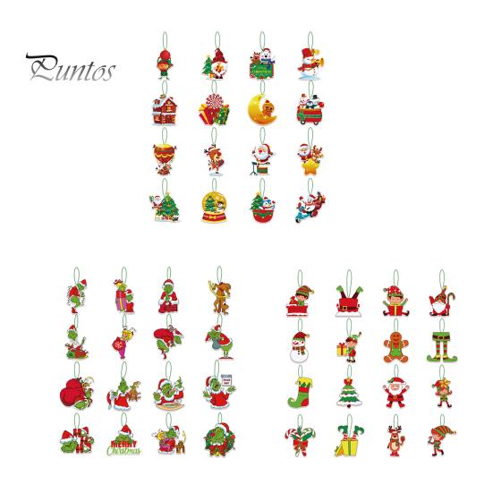 16Pcs Christmas Tree Hangers Xmas Style Easy To Hang Create Atmosphere Festive Santa Claus Decorations Pendant