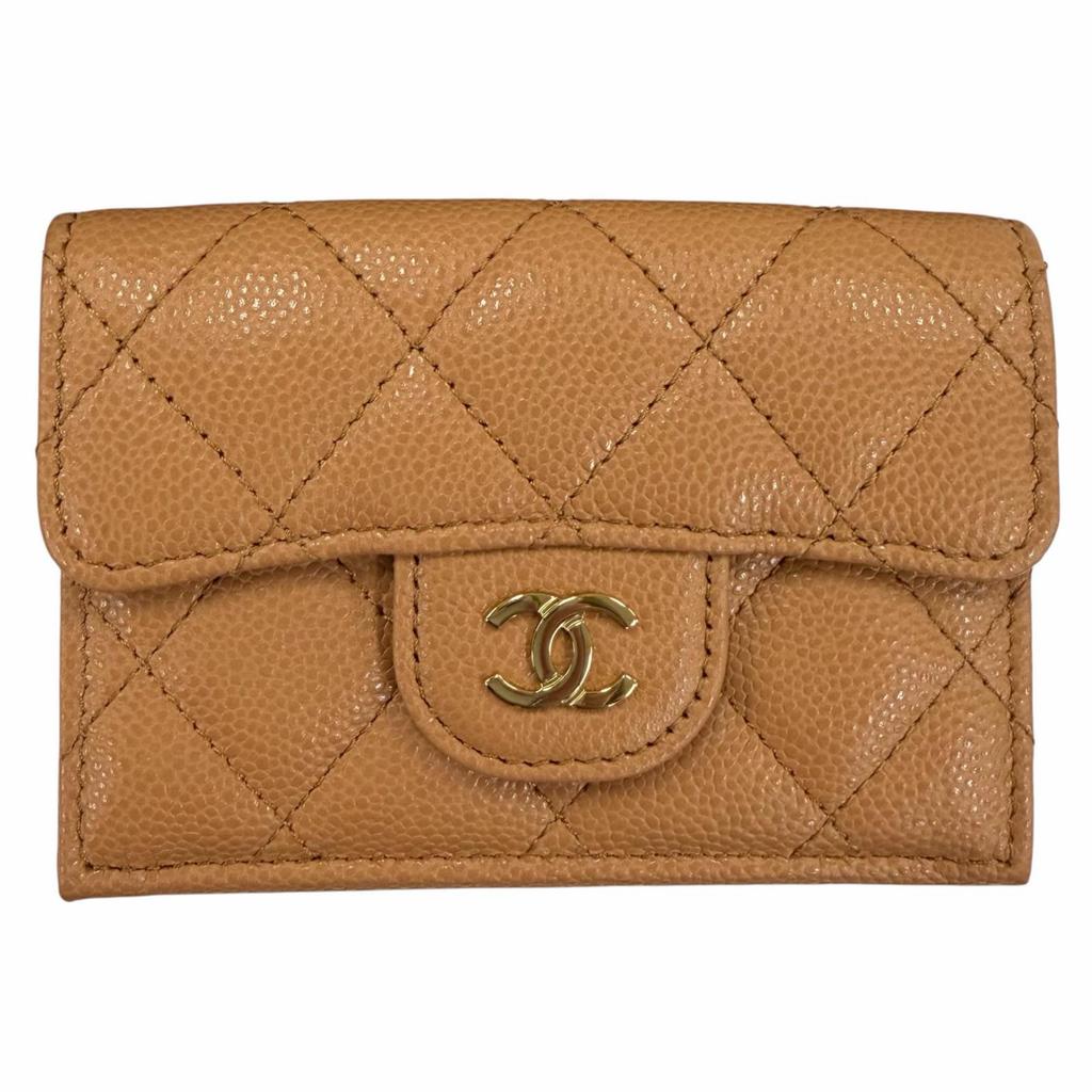 Pristine CHANEL Classic Small Flap Wallet COCO Mark Matrasse Brown AP0230 Used