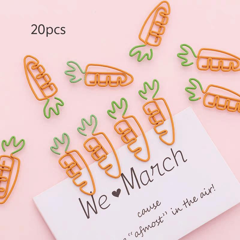 10/20pcs Cute carrot-shaped paper clips - Pastel orange & green, for office Decorations,Party Favors, Bulletin Boards