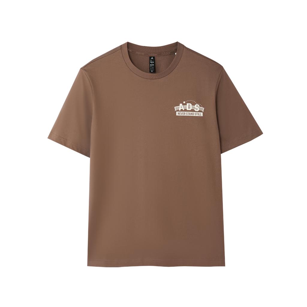 Adidas Sports Lifestyle Casual Breathable Round Neck Short Sleeve T-Shirt Men Tops Brown KE1338
