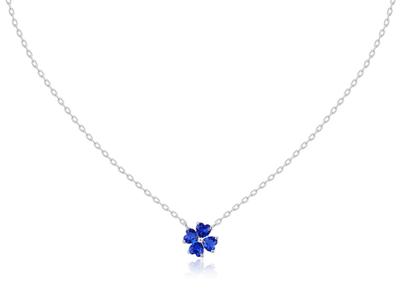 Silver 925 Blue Sapphire Heart Clover Necklace ERP [lady Like] Four-leaf