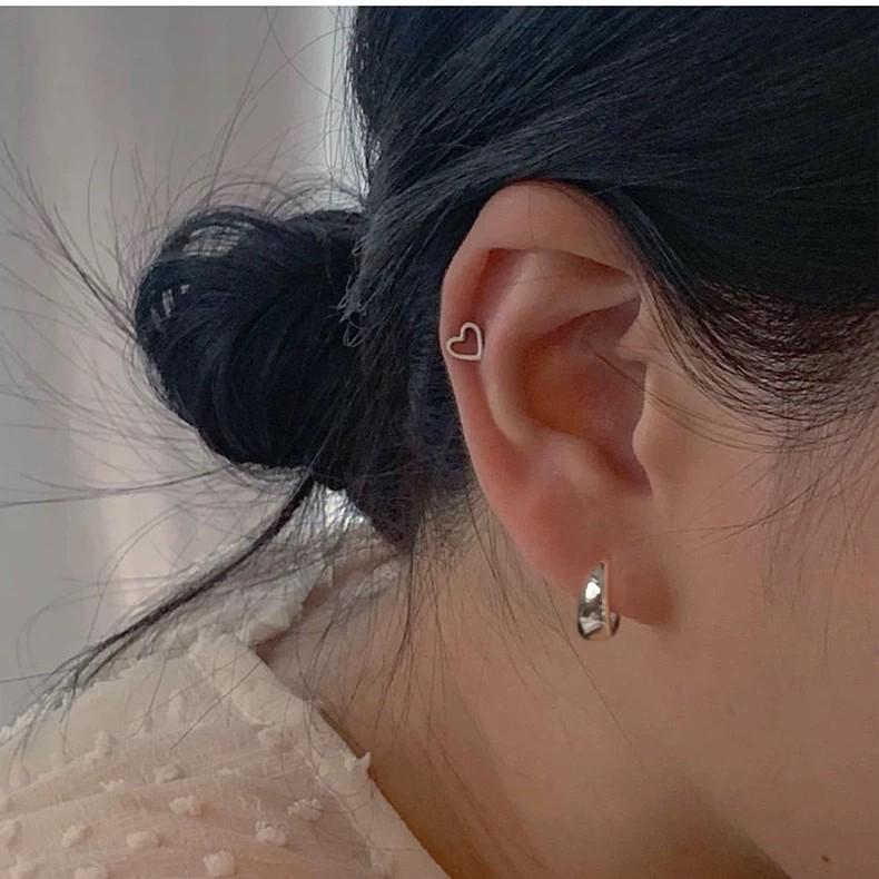 Brincos de Contas de Coração de Prata S925: Estilo Japonês e Coreano, Design Doce e Simples para Mulheres