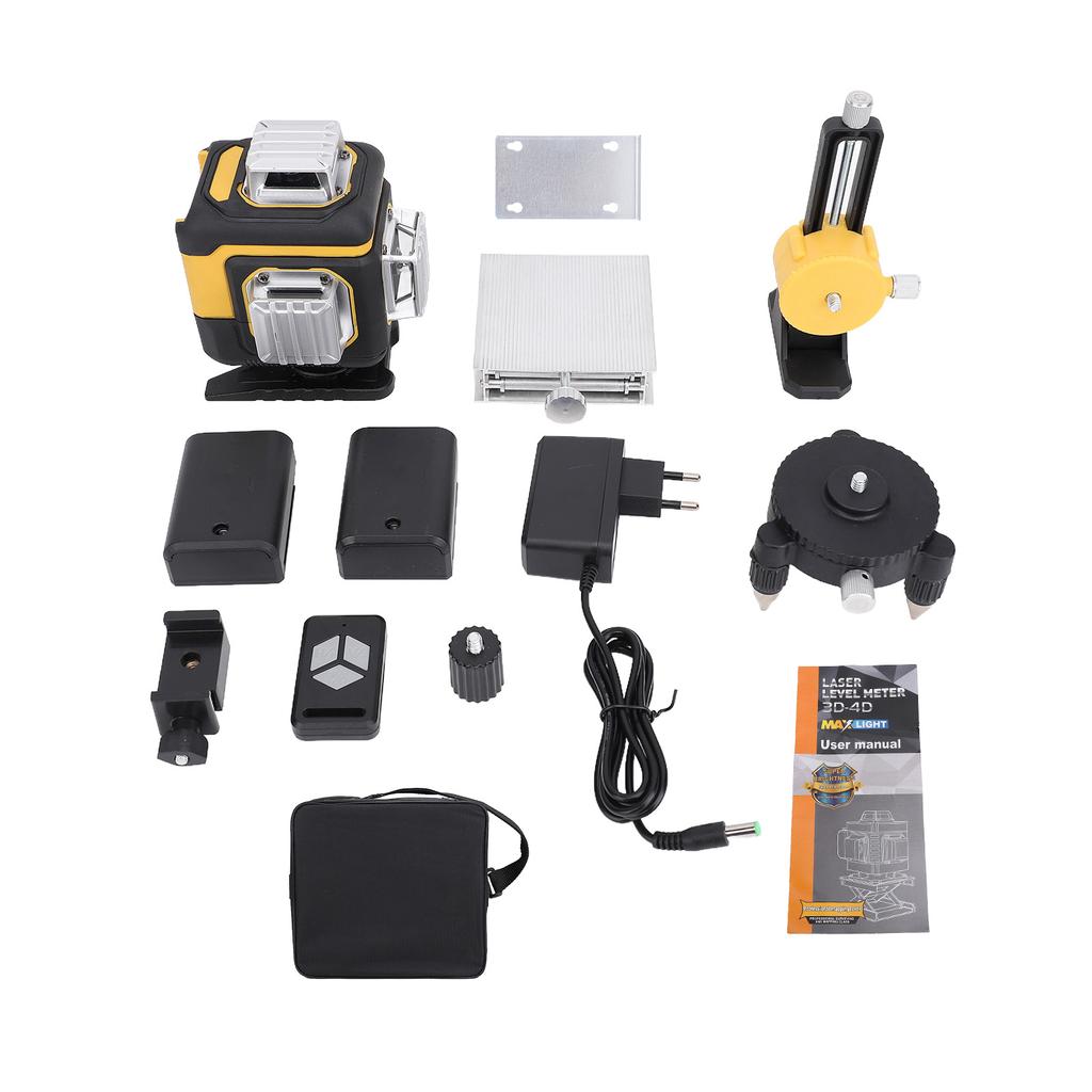 16 Lines Laser Level 3° Self-leveling Machine 4D Green Cross Line Laser Level Powered Rechargeable Lithium Battery Leveling Tool