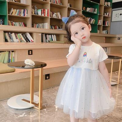 Children's Dress Summer Thin Baby Short-sleeved Western Style Princess Dress Super Fairy Girl Gauze Skirt Girl Skirt