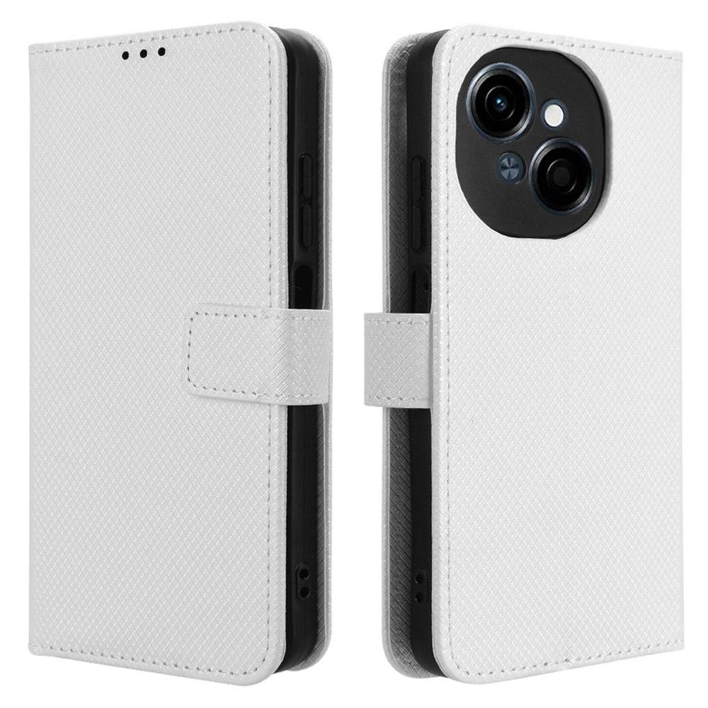 

For TECNO Spark Go 2025/Spark Go 1/Pop 9 4G Case PU Leather Diamond Texture Wallet Phone Cover White