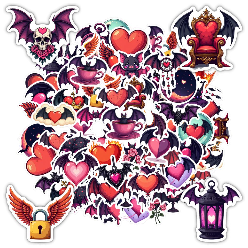 Cute Gothic Decals Cartoon DIY Stickers Stationery Stickers For Guitar Fridge Car Sticker