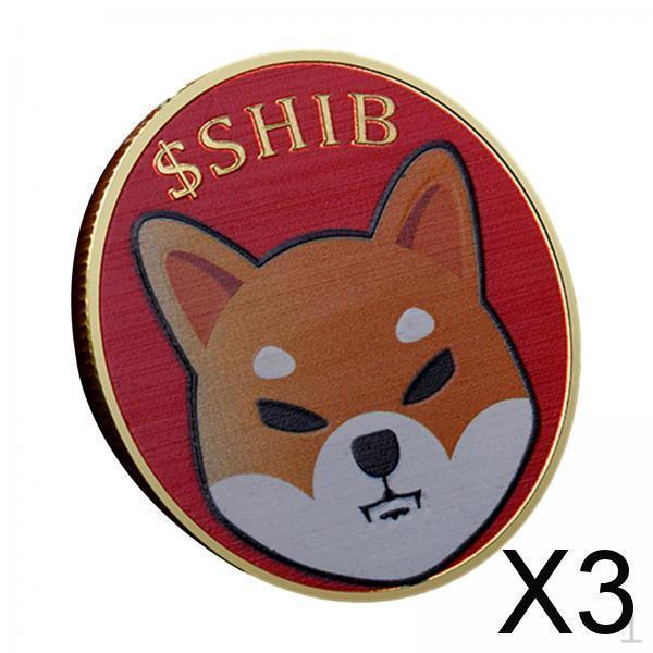 

3x Посеребренные Коллекционные Монеты Dogecoin Сувенир Коллекционеры Красный